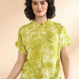 CORSICA Women Tie and Dye Mandarin Collar Top-image-96