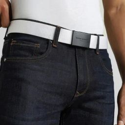 Simon Carter White Leather Textured Casual Belt for Men-image-6
