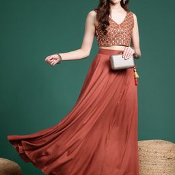 Sangria Mirror Work Embroidered Ready to Wear Lehenga Choli-image-16