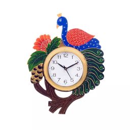eCraftIndia KWC677 Handcrafted Papier-Mache 2 Peacocks Decorative Wall Clock-image-95