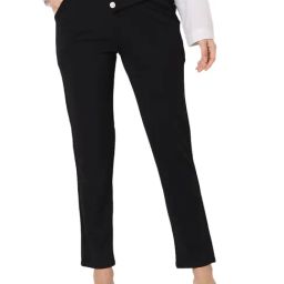 Smarty Pants Black Cotton Lycra Straight Fit Trousers-image-52