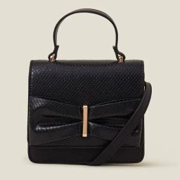 Accessorize London Black Textured Sling Handbag-32