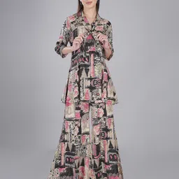 StyFun Women Abstract Print Fit & Flare Three-Quarter Dress-10