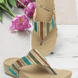 CL Sports by Carlton London Women's Beige T-Strap Wedges-image-86