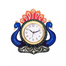 eCraftIndia KWC678 Handcrafted Papier-Mache 2 Peacocks Decorative Wall Clock-image-94