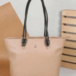 Mochi Beige Solid Medium Tote Handbag-44