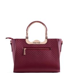 WOMEN MARKS Checked PU Structured Handheld Bag with Cut Work image 3