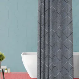 ArtzFolio Grey Geometric Printed Waterproof Shower Curtain-97