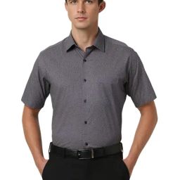 Van Heusen Grey Cotton Regular fit Geometric Shirts-picture-6