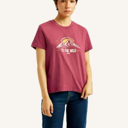Levi'S Maroon Cotton Relaxed Fit Printed T-Shirt-picture-12