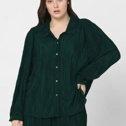 Vero Moda Curve Green Textured Shirt-image-13