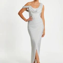 Quiz Silver Plain Dress-picture-16