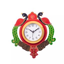 eCraftIndia KWC680 Handcrafted Papier-Mache 2 Peacocks Decorative Wall Clock-image-40