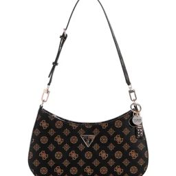 Guess Mocha Logo Printed Noelle Top Zip Shoulder Bag-image-58