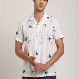 Indian Terrain White Slim Fit Floral Shirt-picture-1