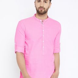 even Men Pink Solid Straight Kurta-image-34