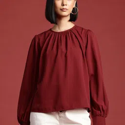 all about you Self-Design Puff Sleeve Top-image-81