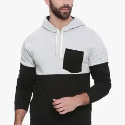Campus Sutra Black & Light Grey Full Sleeves Sweatshirt-3