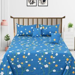 MORADO Blue & White Floral Polycotton 5 Piece Double Queen Superfine Bedding Set-image-58