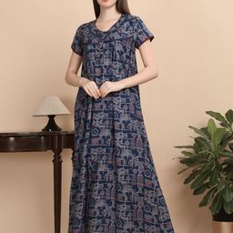 Sweet Dreams Women Printed Pure Cotton Nightdress-image-66