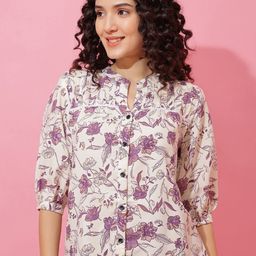 SHEETAL Associates Women Floral Printed Mandarin Collar Shirt Style Top-image-27