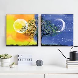 RANDOM Yellow & White 2 Piece Floral and Botanical Canvas Wall Paintings-26