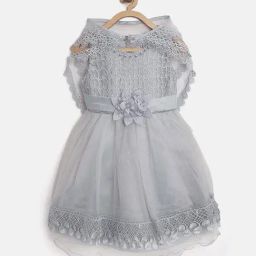 Stylestone Kids Grey Lace Dress With Shrug-image-58