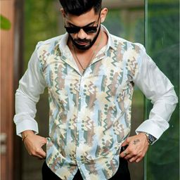 Foomer Standard Abstract Printed Spread Collar Long Sleeves Regular Fit Shirt-image-34