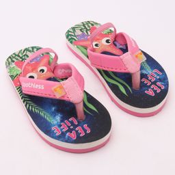 Toothless Slip On Flip Flops Sea Life Print- Blue Pink-image-52