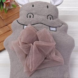 Baby Bath Glove Hand Shape Hippo Design - Grey-image-46
