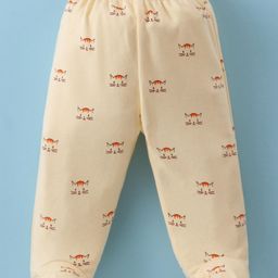 Tango Interlock Knit Full Length Bootie Leggings with Kitty Print - Yellow-picture-17