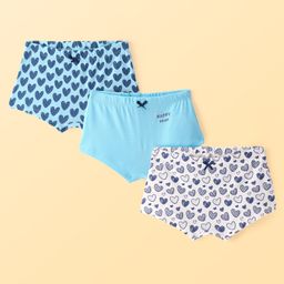 Pine Kids Cotton Lycra Knit Hipster Panties with Hearts Print & Bow Applique Pack of 3 (Colour May Vary)-image-58