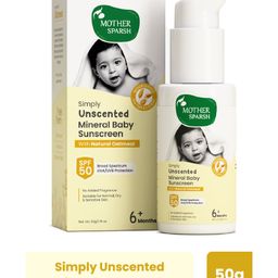 Mother Sparsh Simply Unscented Mineral Baby Sunscreen with Natural Oatmeal - 50 g-image-96