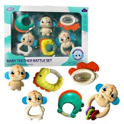 Planet of Toys 6 Pcs Rattles for Baby 0-6 Months | Newborn Baby Toys Rattle Set with Fun Colors & Soft Rattling Sound | BPA Free Infant Teether Toy | Perfect Newborn Toy Set Gift Pack-6