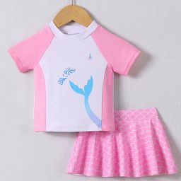 Mark & Mia Half Raglan Sleeves Two Piece Swimsuit with Whale Tail Print - Pink-picture-20