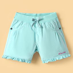 Olio Kids Cotton Knit Above Knee Length Solid Shorts - Sea Green-image-91