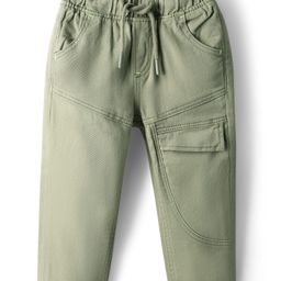 Babyhug Denim Full Length Washed Jeans With Stretch - Olive Green-image-79