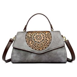 SYGA Women Elegant Retro Handbag Large Capacity Cover-Style Shoulder Bag (Light Grey)-picture-25
