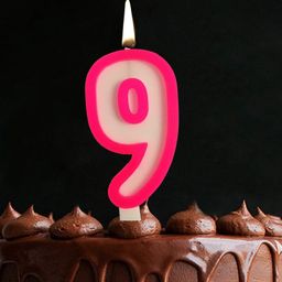 Funcart Pink and White Numerical 9 Style Candle - pack of 1-image-6