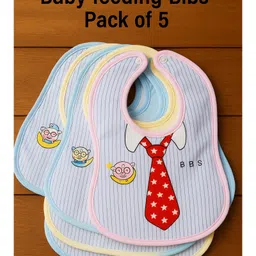 Badal Kidz Adorable Baby Bib With Tie Design - Waterproof, Soft & Easy to Clean (Set of 5)-picture-41