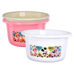 Aura White & Pink 3 piece Abstract Plastic Bath Accessories Set-21