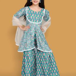 LOOKS AND LIKES Girls Floral Printed Kurta with Sharara & Dupatta-image-66