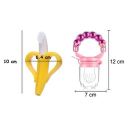 Enorme Silicone Banana Shaped Toothbrush Teether and Ring Style Food Fruit Feeder Nibbler Pacifier for Babies image 3
