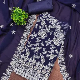 Maroosh Flora Embroidered Thread Work Georgette Unstitched Dress Material-picture-0