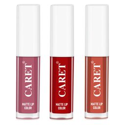 CARET ORGANIC Set Of 3 Super-Pigmented Liquid Matte Lipsticks - 2 ml Each - 2 - 3 - 6-2