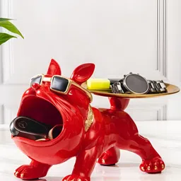 SMOKEY COCKTAIL Red Bulldog Storage Butler Figurine Showpiece-image-27