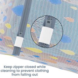 Aura 18Pcs White & Blue Drop-Printed Reusable Mesh Laundry Bags With Zipper image 5