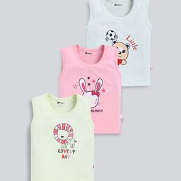 MoonKids Kids Pack Of 3 Printed Cotton Basic Vests-15