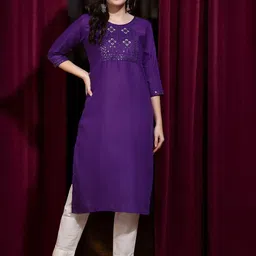 HERE&NOW Women Embroidered Thread Work Kurta-15