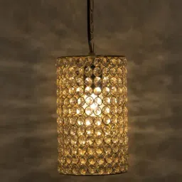 Homesake Golden & White Crystal Barrel Shaped Pendant Light - Set of 1-image-70